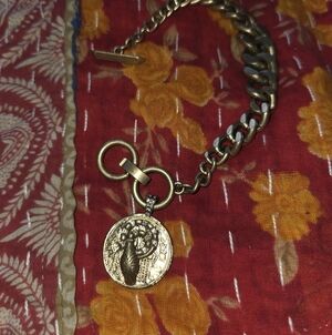 Stella & Dot Snake Coin Charm Chunky Bracelet Goldtone